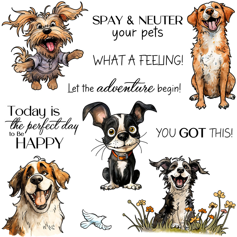 Free and Happy Pet Dogs Dies & Stamps Set