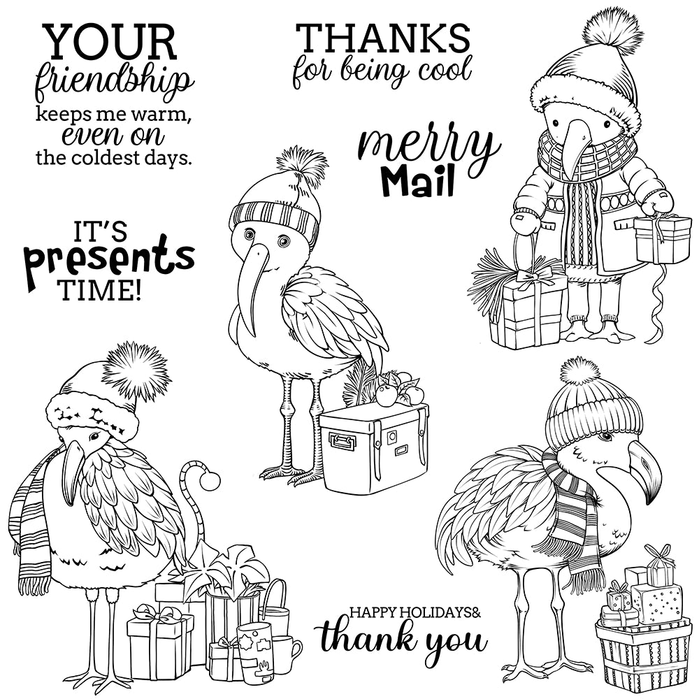 Winter Flamingo Christmas Gift Dies & Stamps Set