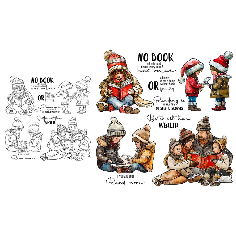 Reading Children Clear Stamps