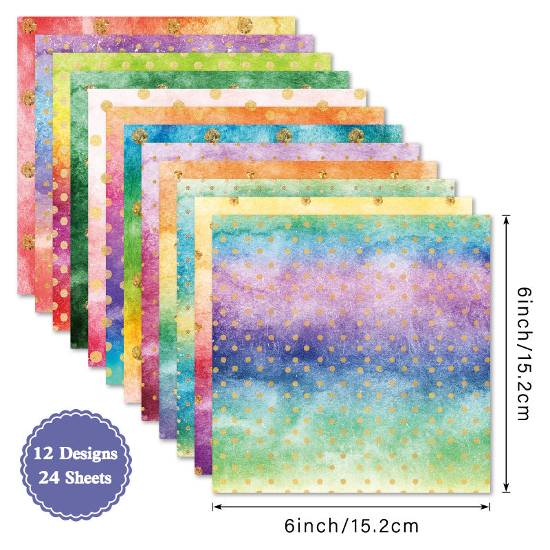 24PCS 6" Rainbow Gleam Scrapbook Paper & Cardstock