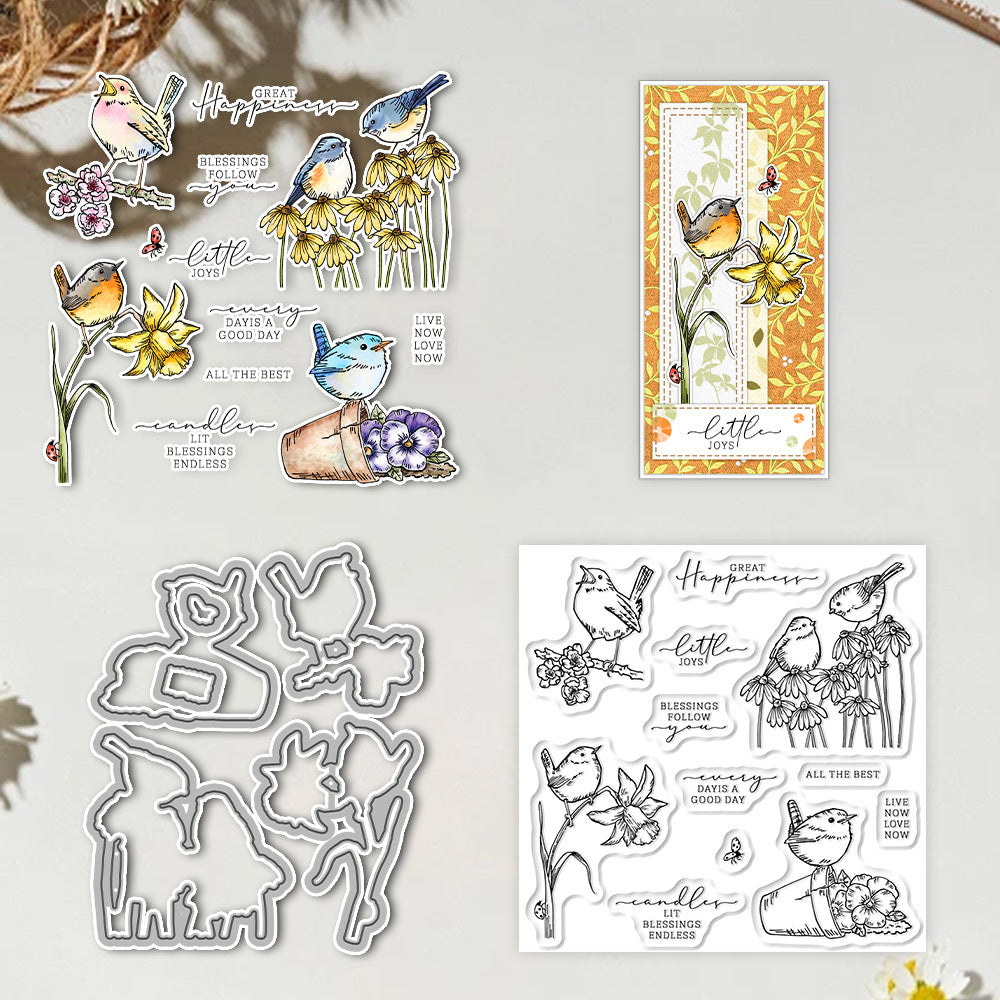 Flowers and Birds Dies & Stamps Set