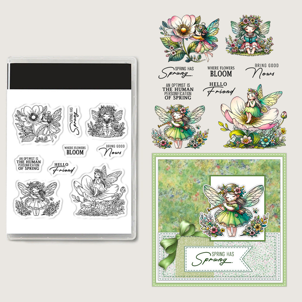 Spring Flower Elves Clear Stamps