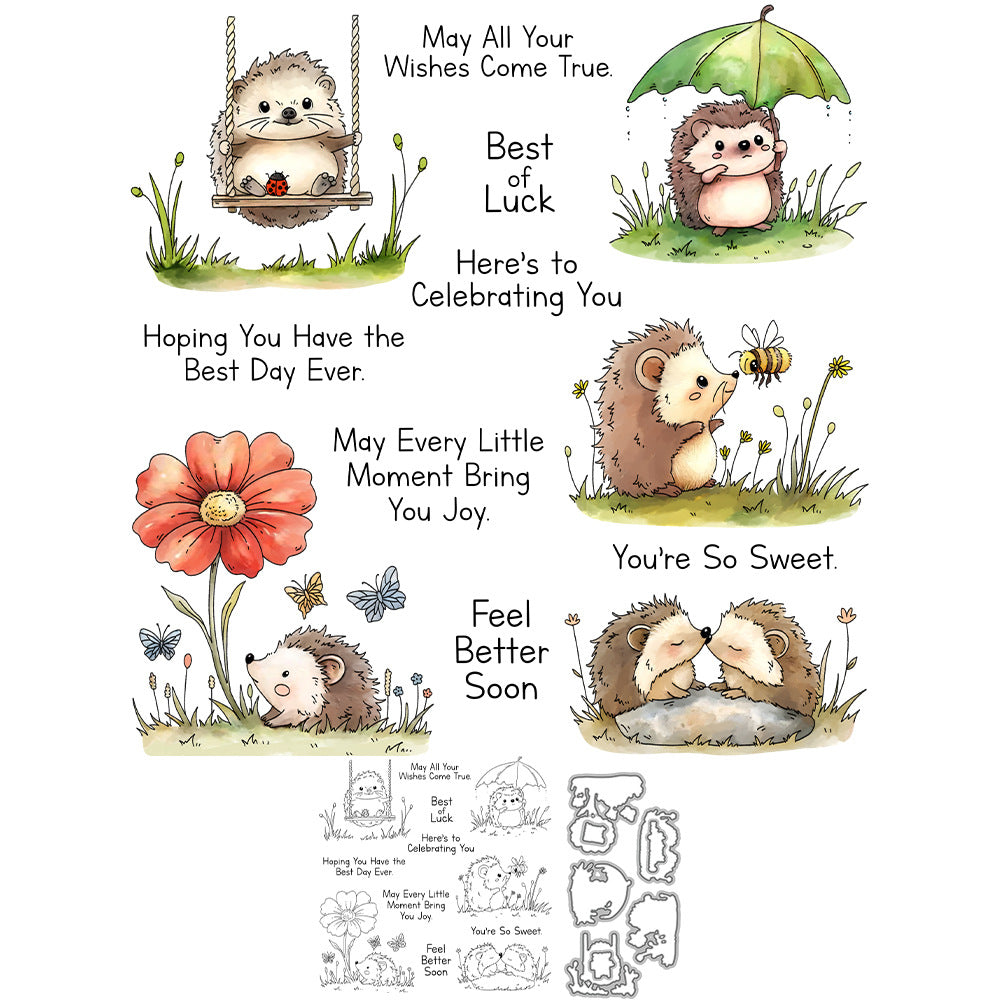 Cute Hedgehog Dies & Stamps Set