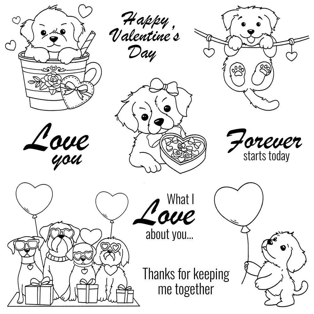 Valentine's Day Puppy Dies & Stamps Set