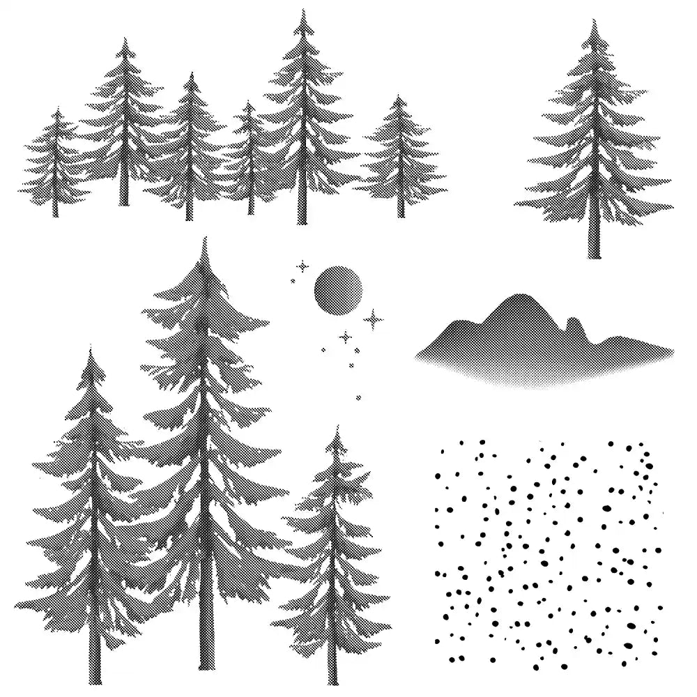 Winter Natural Pine Forest Dies & Stamps Set