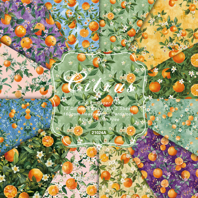 24PCS 6" Citrus Scrapbook Paper & Cardstock