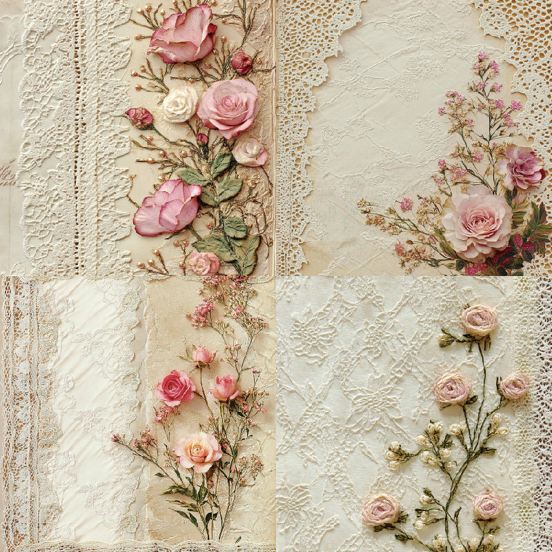 24PCS 6" Lace Flower Scrapbook Paper & Cardstock