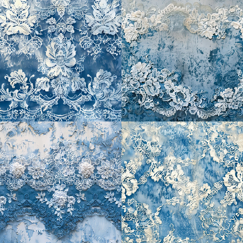 24PCS 6" Denim Lace Scrapbook Paper & Cardstock