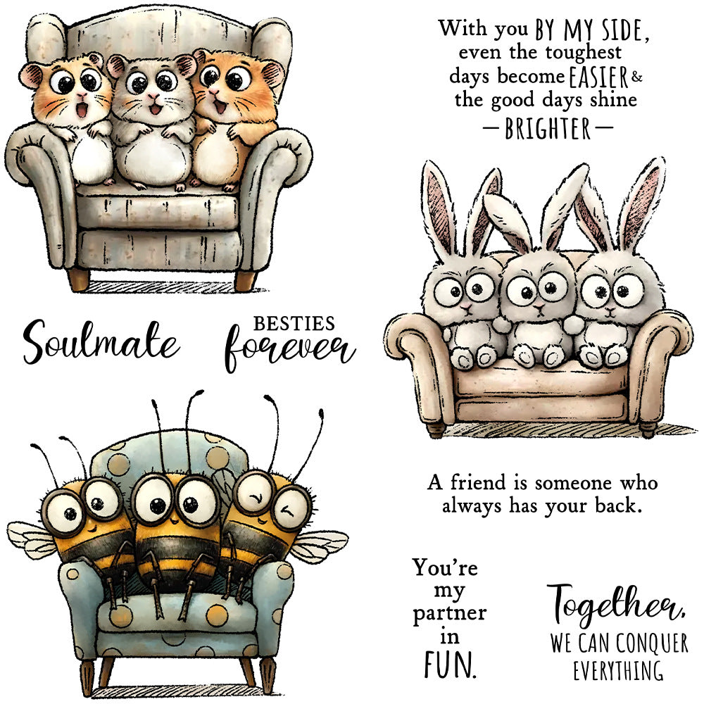 Sofa Animal Three Brothers Dies & Stamps Set