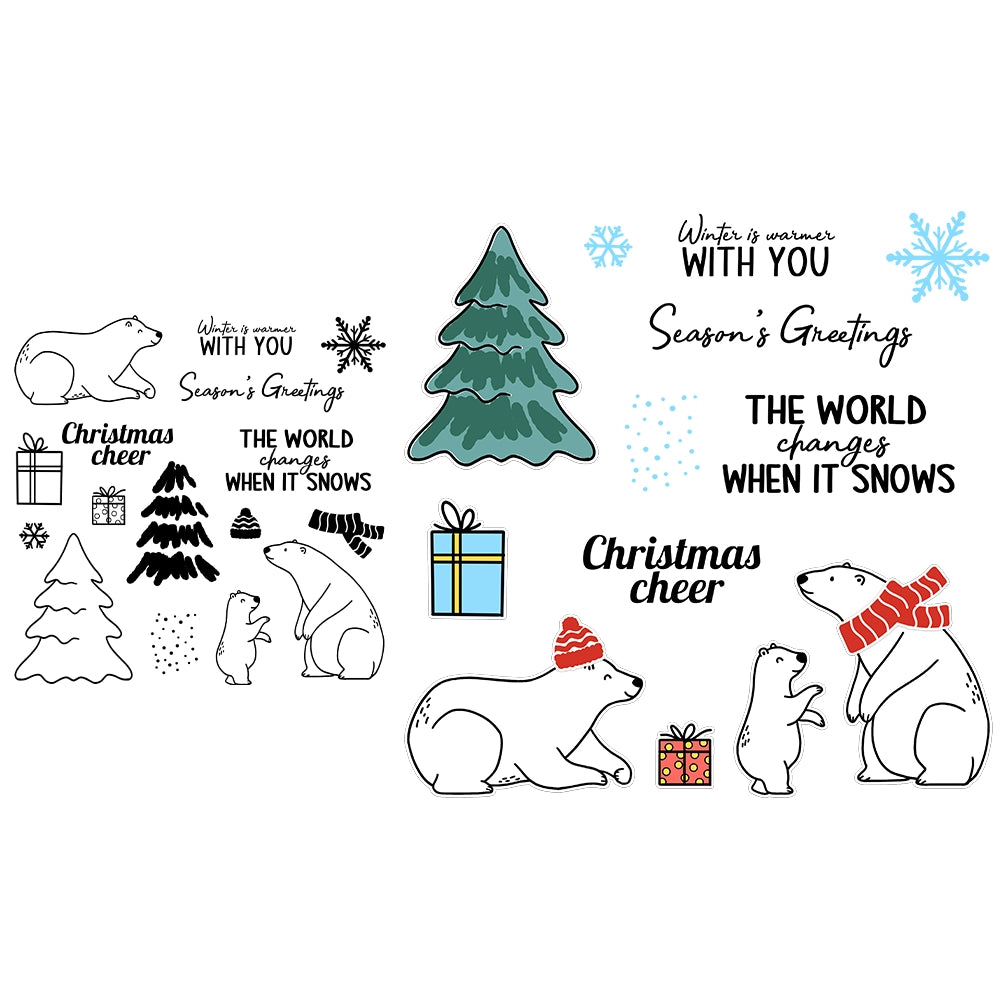 Polar Bear Christmas Tree Gift Dies & Stamps Set