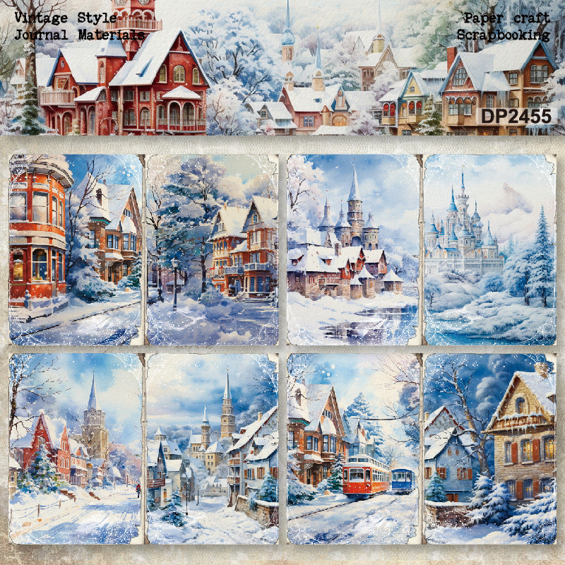 A5 Winter Building DIY Scrapbook Paper