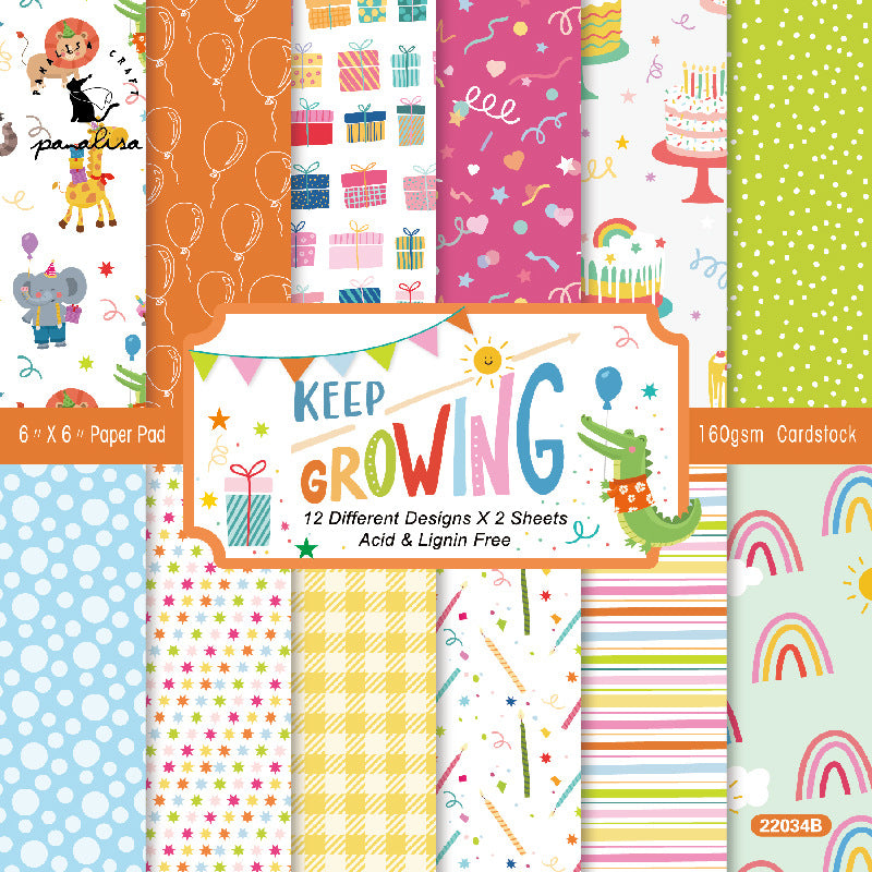 24PCS 6" Keep Growing Scrapbook Paper & Cardstock