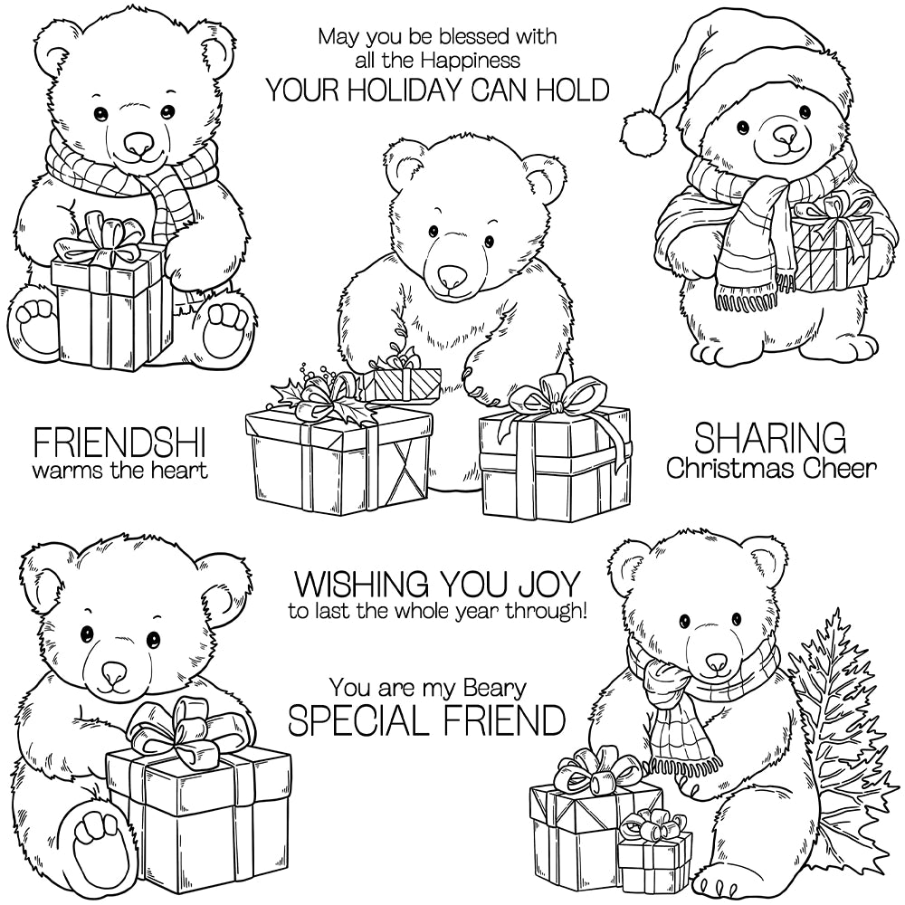 Cute Polar Bear Christmas Gift Dies & Stamps Set