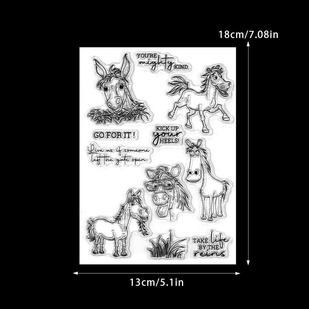 Various Funny Horses Dies & Stamps Set