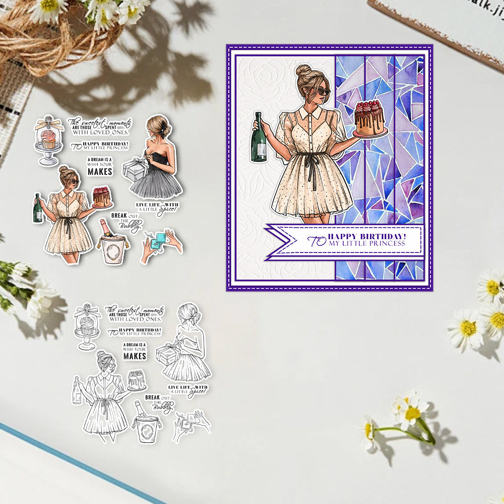 Girl's Birthday Scene Clear Stamps