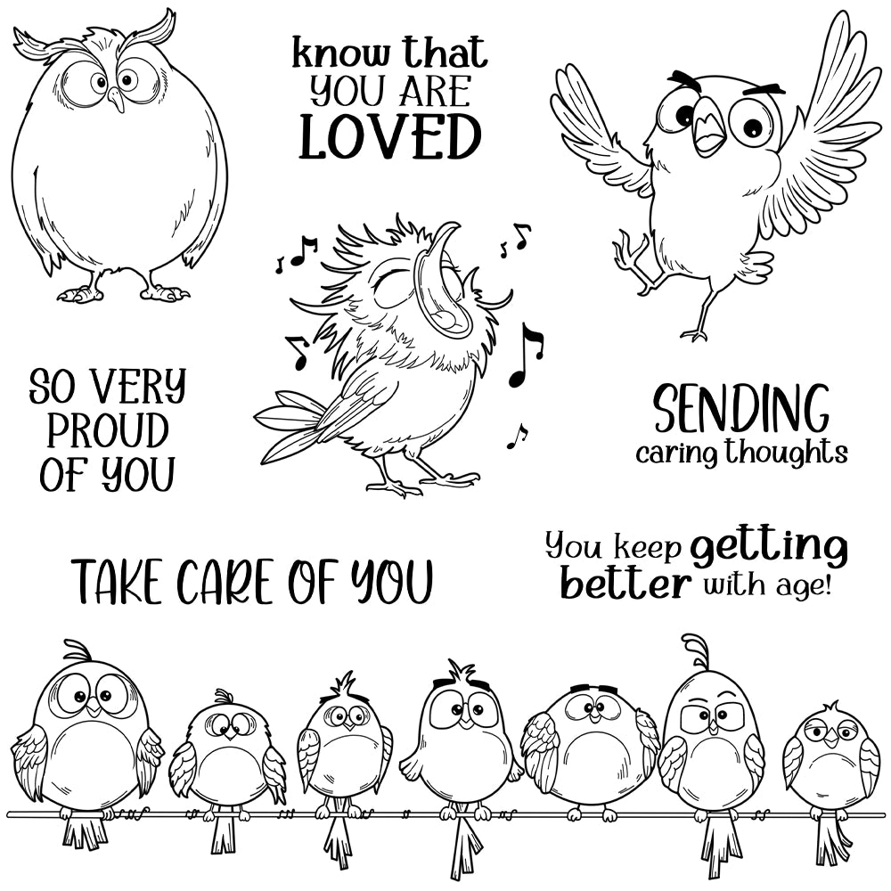 Funny Birds Singing Dies & Stamps Set