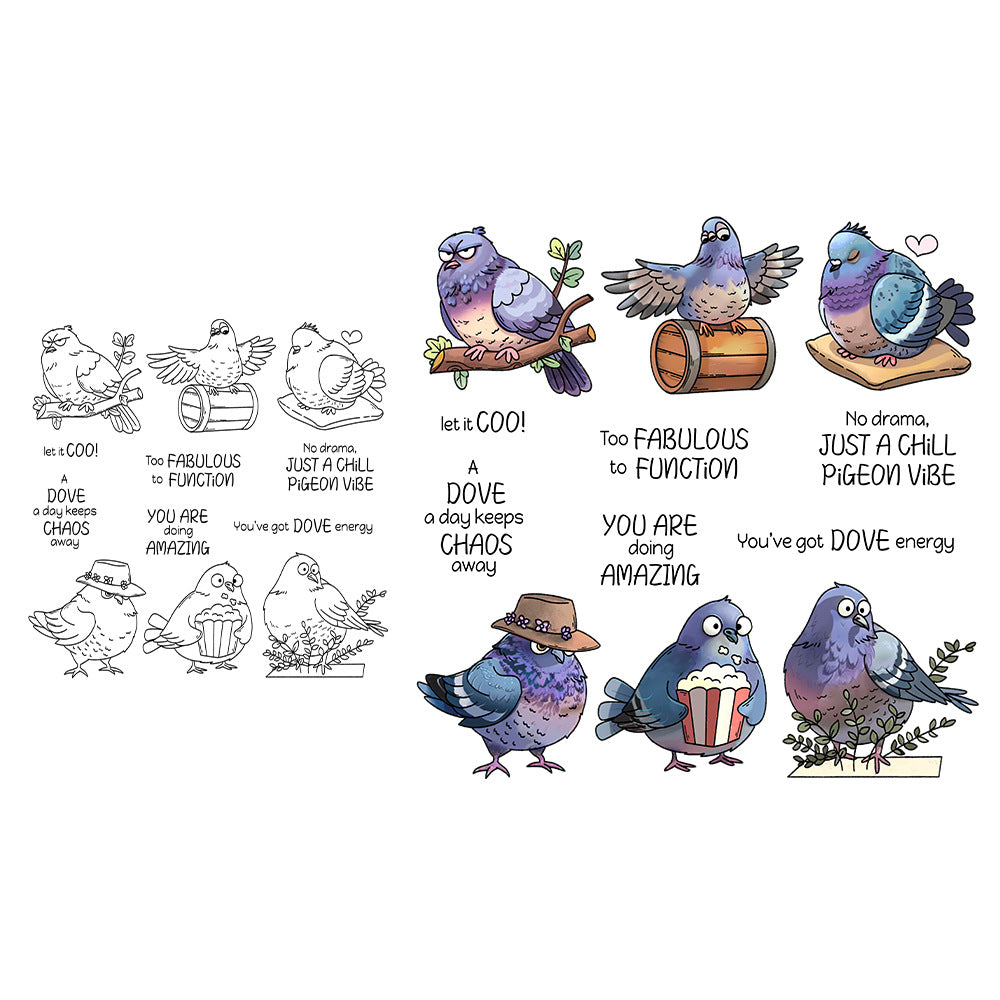 Funny Cartoon Dove Dies & Stamps Set