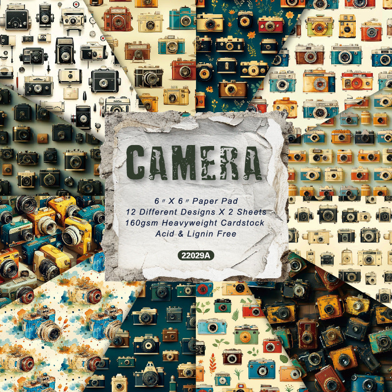 24PCS 6" Camera Scrapbook Paper & Cardstock
