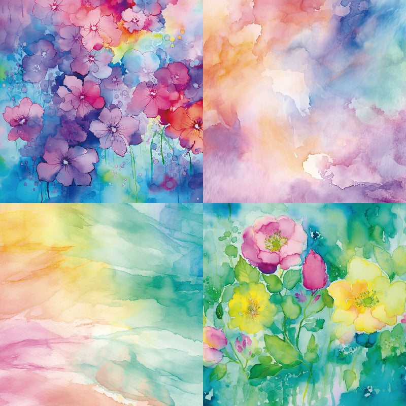 24PCS 6" Dyeing Flowers Scrapbook Paper & Cardstock