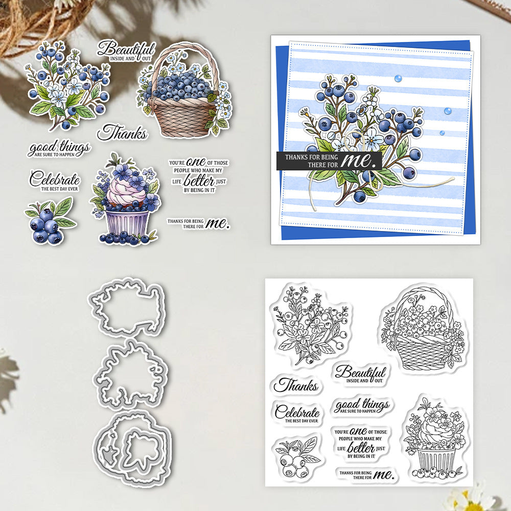 Fruit Blueberry Dies & Stamps Set