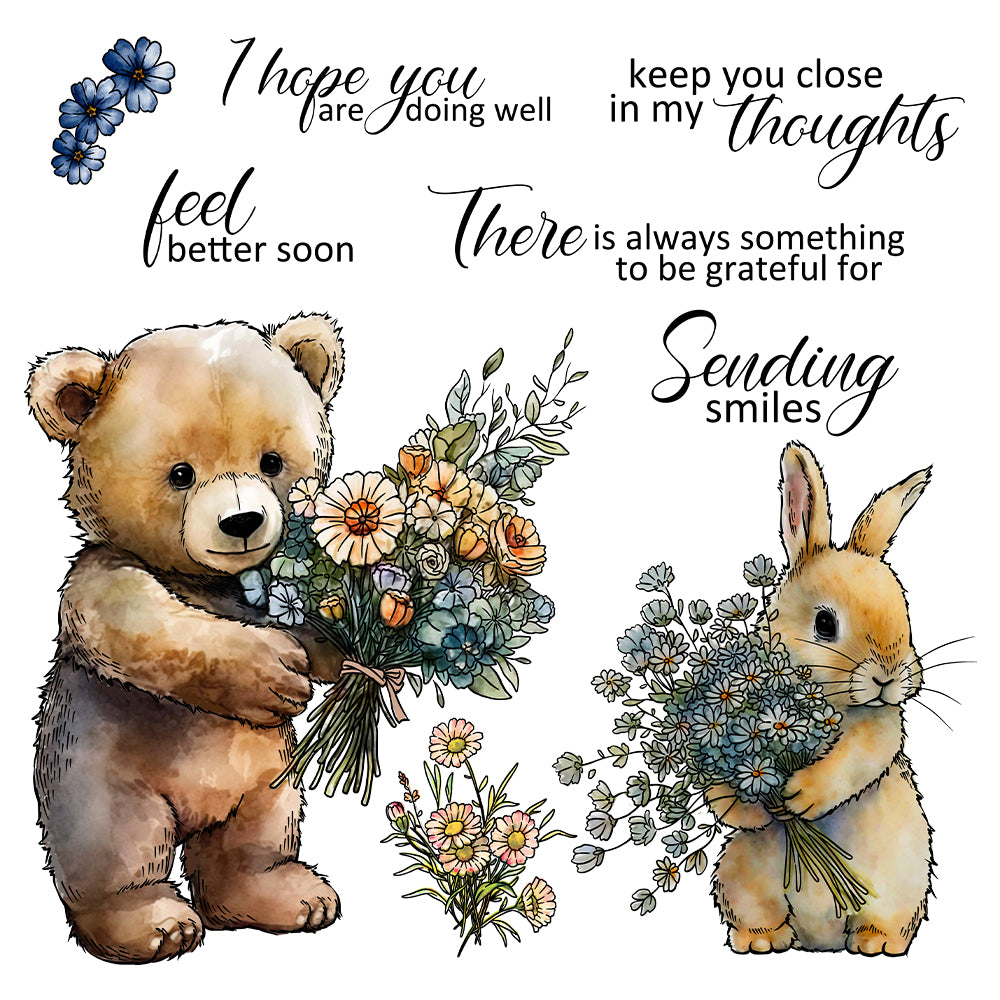 Cute Bear Rabbit Dies & Stamps Set