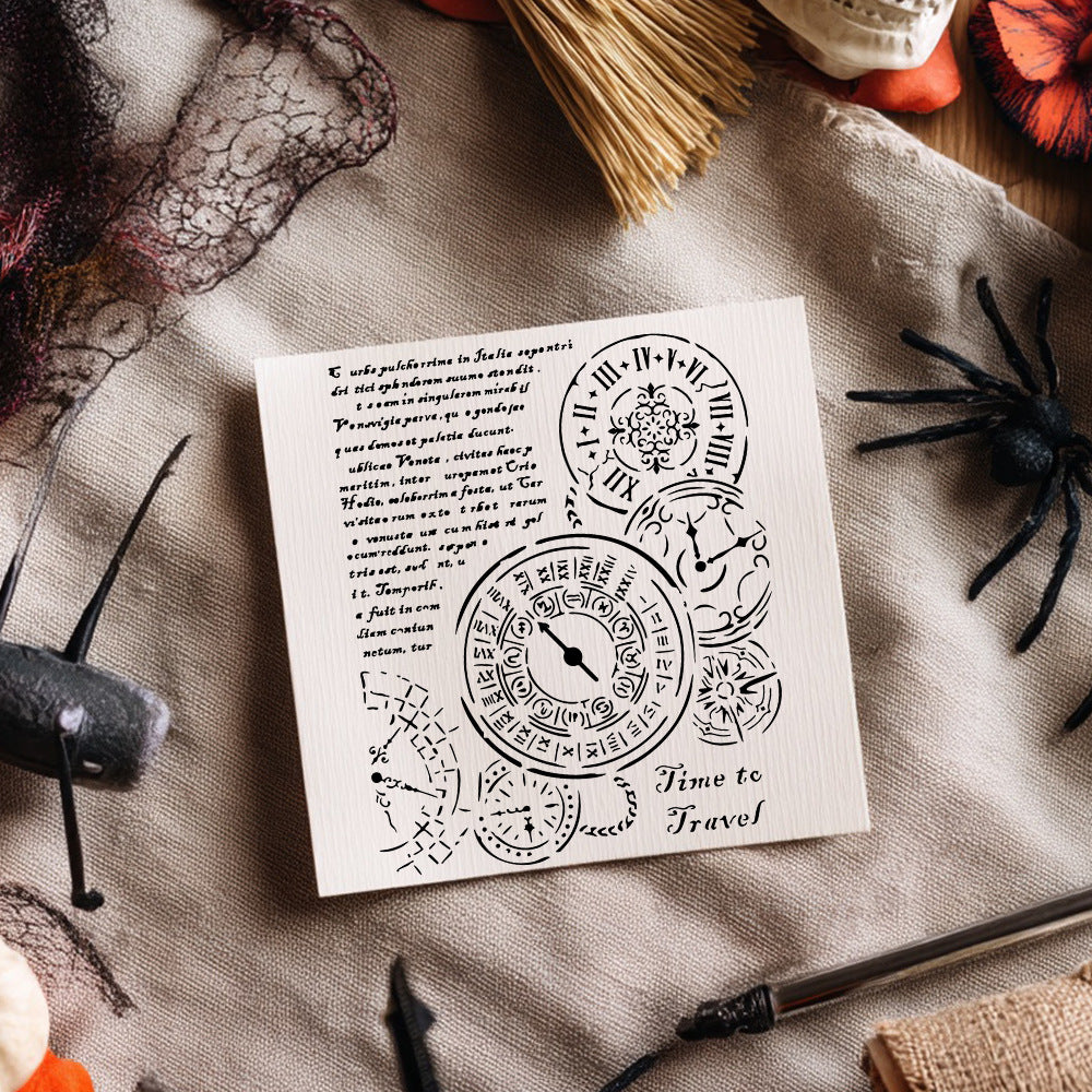 Clock Pattern DIY Painting Hollow Stencil