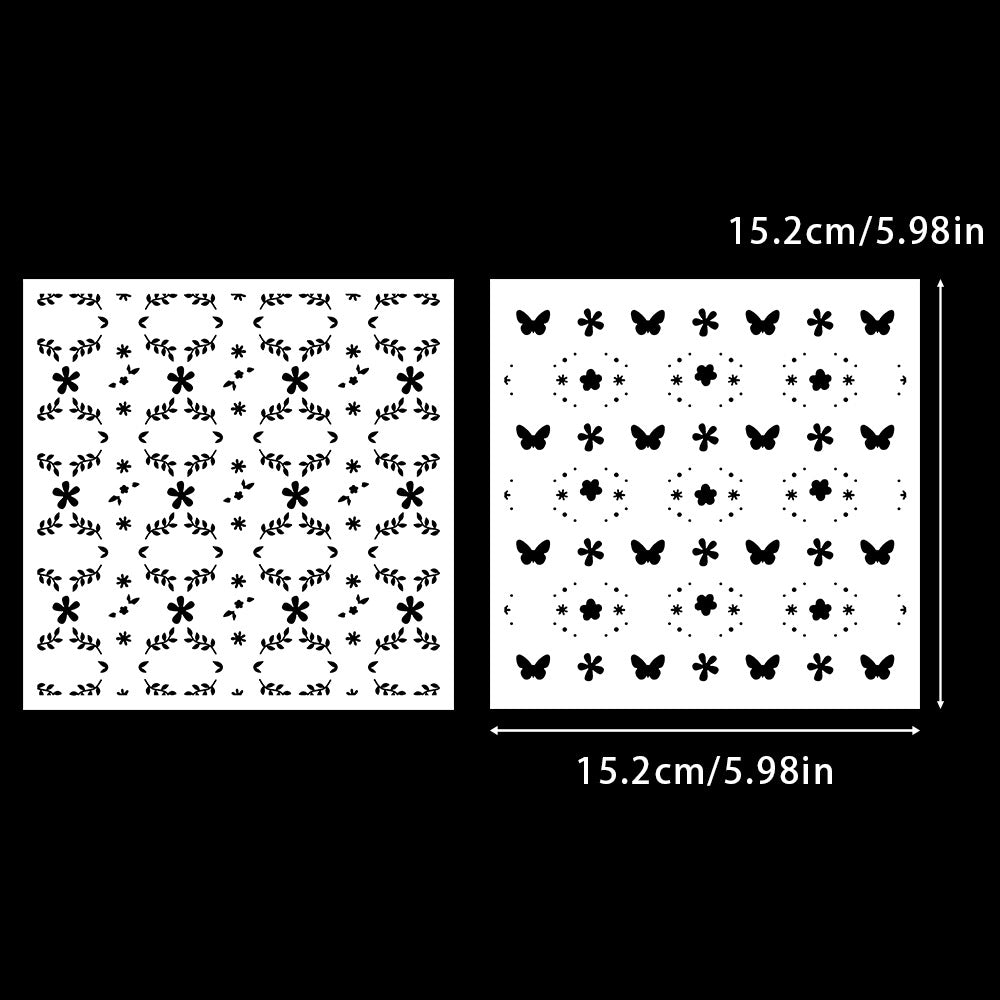 2 PCS Floral Butterfly Pattern DIY Painting Hollow Stencil
