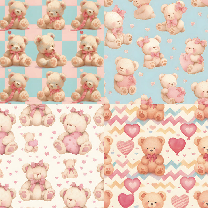 24PCS 6" Cuddly Bears Scrapbook Paper & Cardstock
