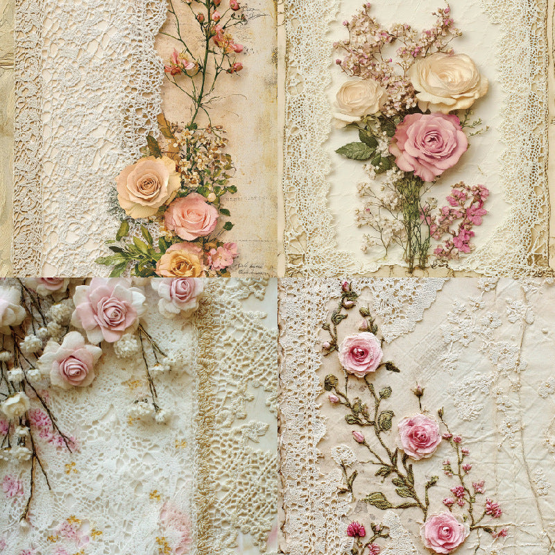 24PCS 6" Lace Flower Scrapbook Paper & Cardstock