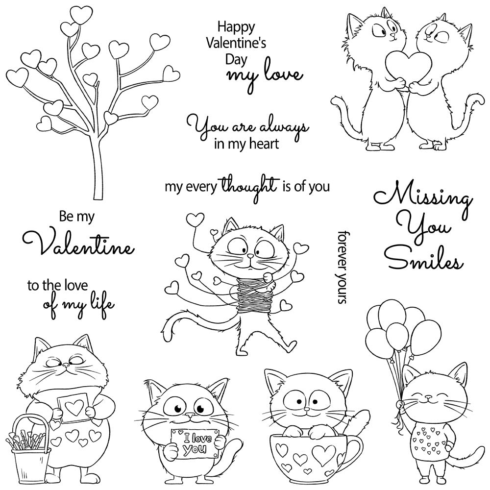 Valentine's Day Cat Dies & Stamps Set