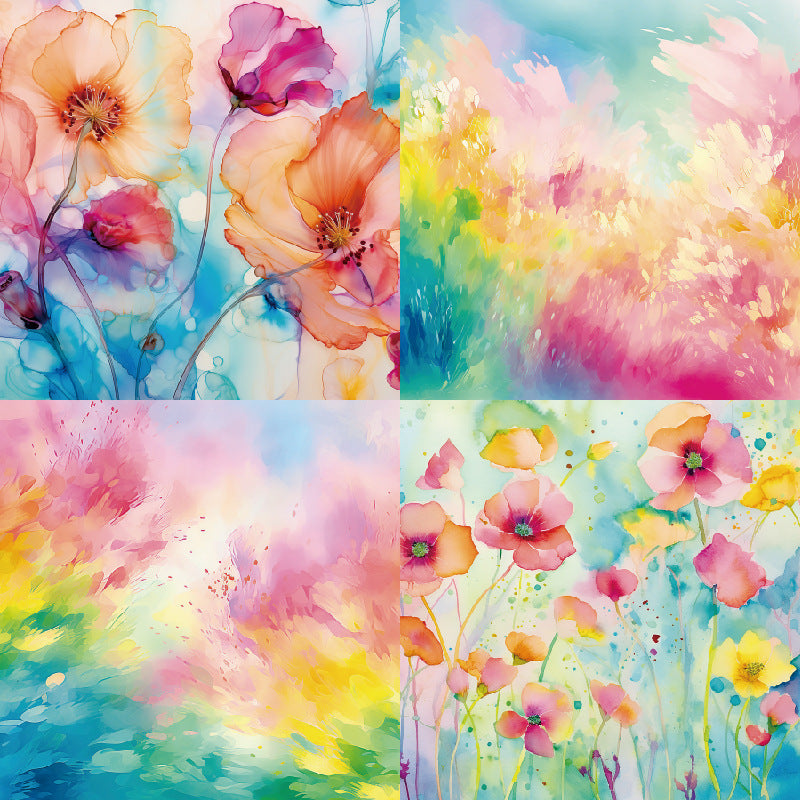 24PCS 6" Dyeing Flowers Scrapbook Paper & Cardstock