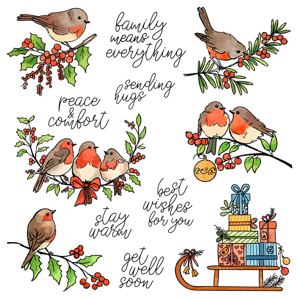 Christmas Birds Dies & Stamps Set