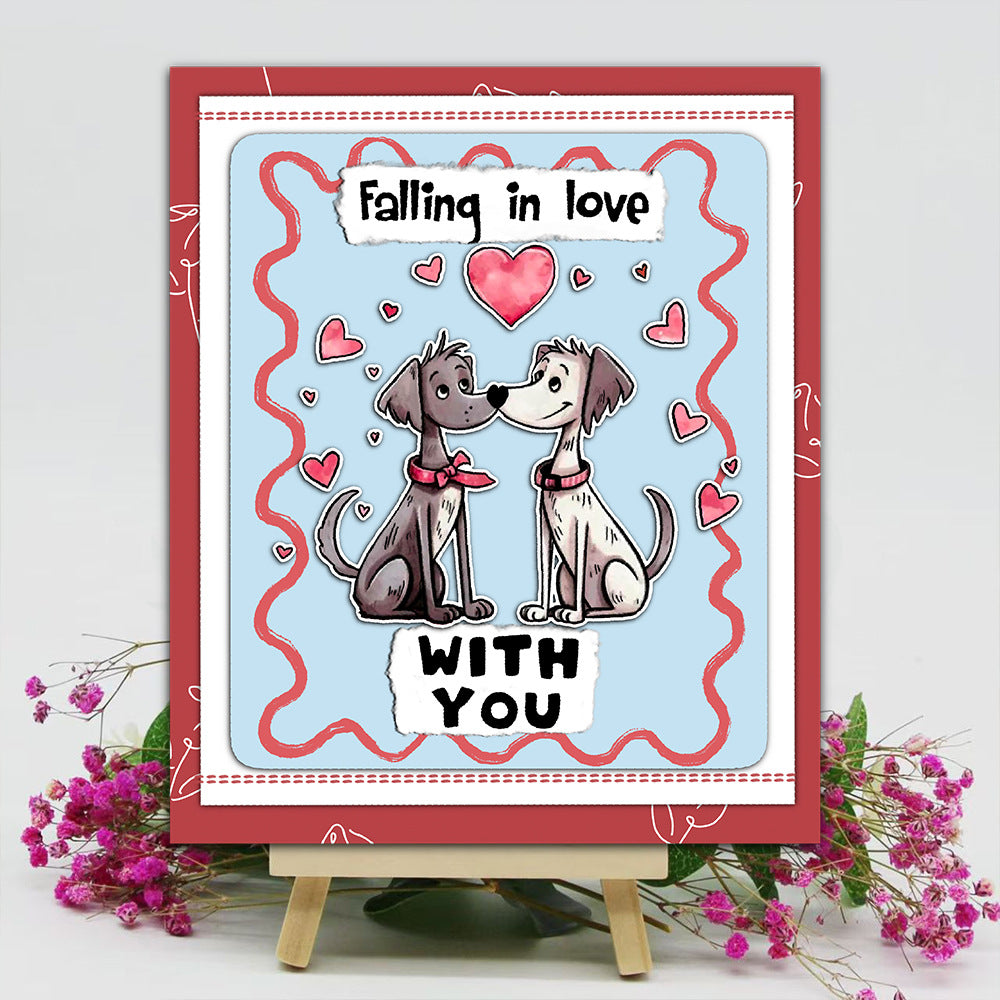 Valentine's Day Cute Puppy Dies & Stamps Set