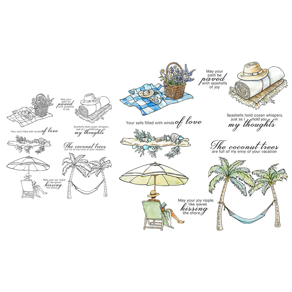 Summer Seaside Vacation Clear Stamps