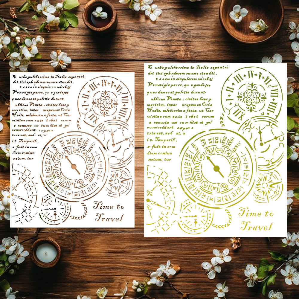 Clock Pattern DIY Painting Hollow Stencil