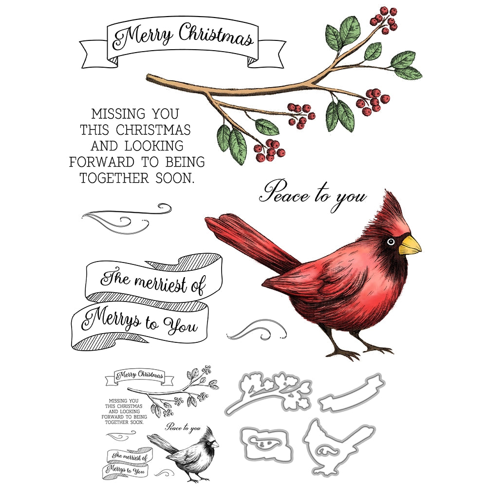 Merry Christmas Bird Olive Branch Dies & Stamps Set