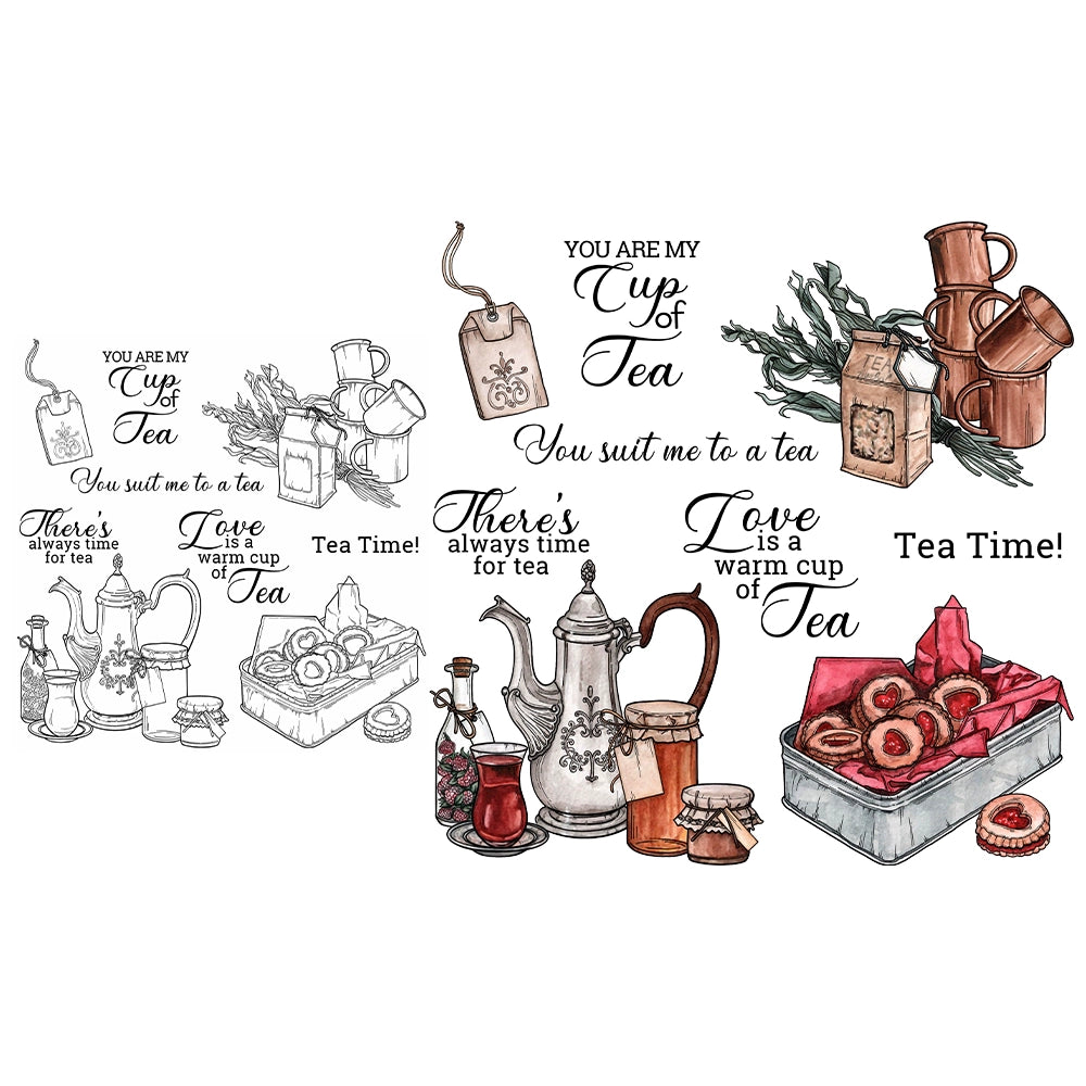 Vintage Tea Sets and Desserts Dies & Stamps Set