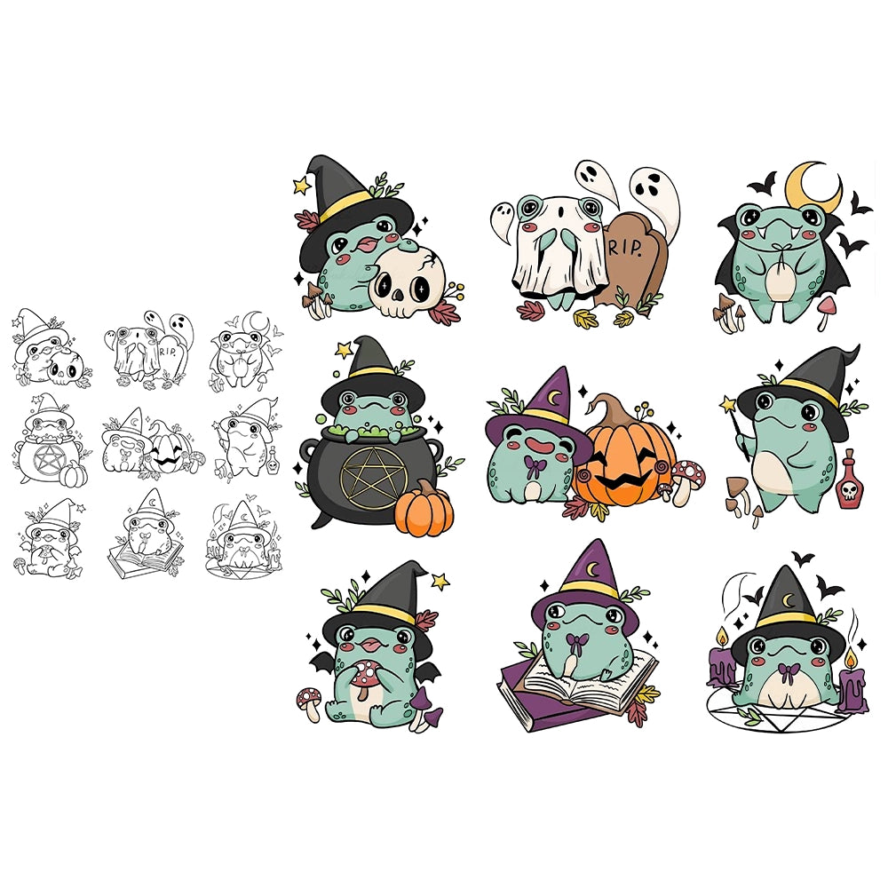 Cute Witch Frog Dies & Stamps Set