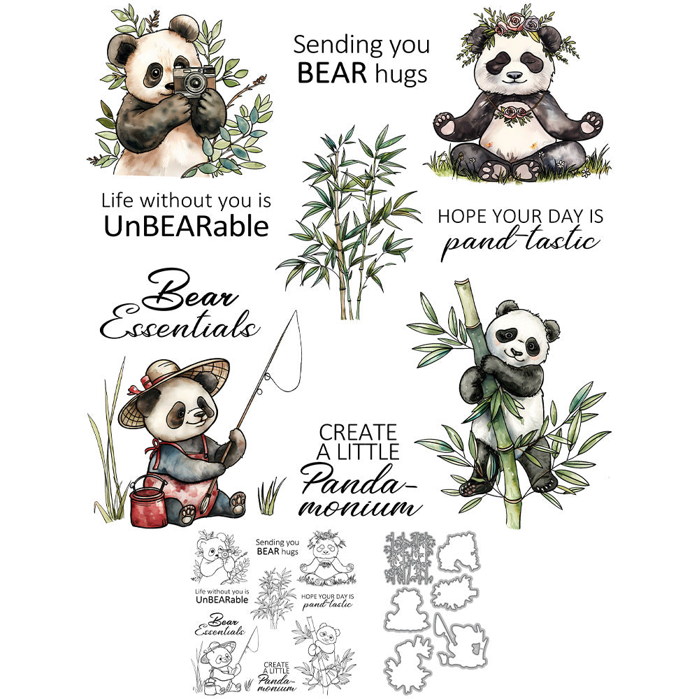Cute Giant Panda Dies & Stamps Set