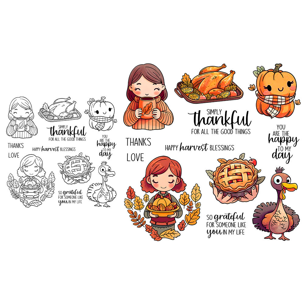 Thanksgiving Theme Dies & Stamps Set