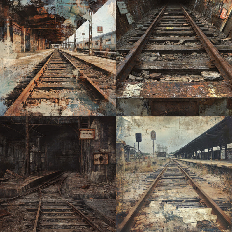 24PCS 6" Railway Relics Scrapbook Paper & Cardstock