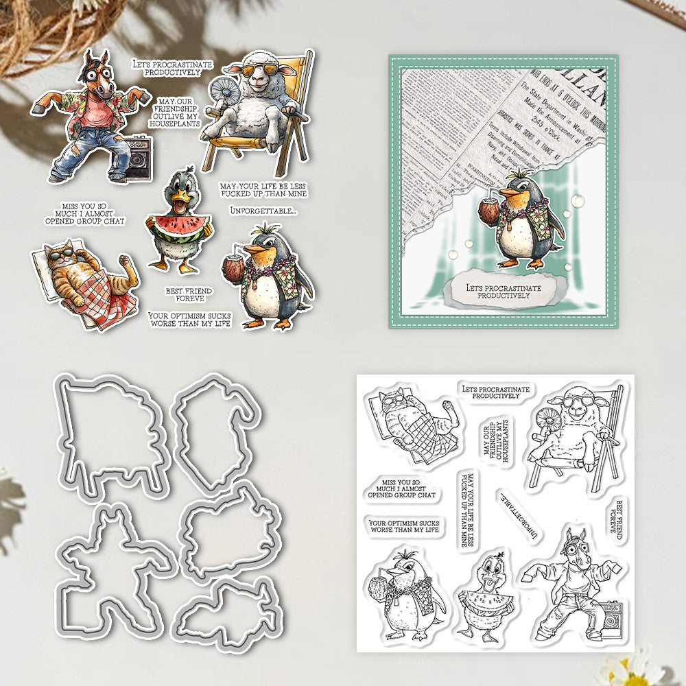 Animals' Summer Vacation Dies & Stamps Set