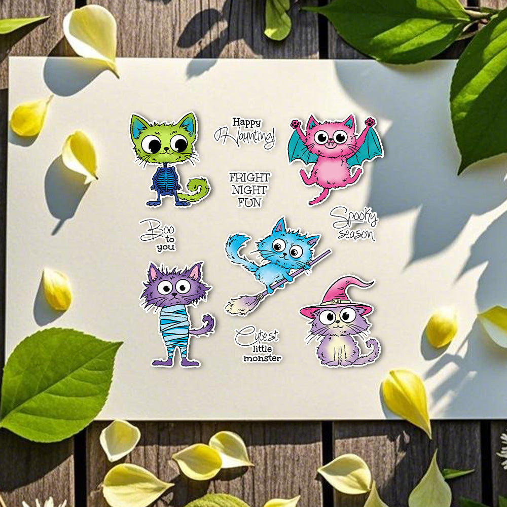 Halloween Cute Cats Dies & Stamps Set