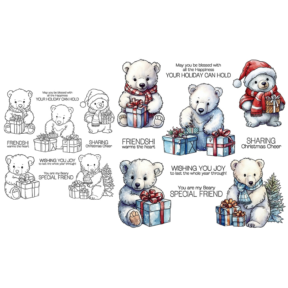 Cute Polar Bear Christmas Gift Dies & Stamps Set