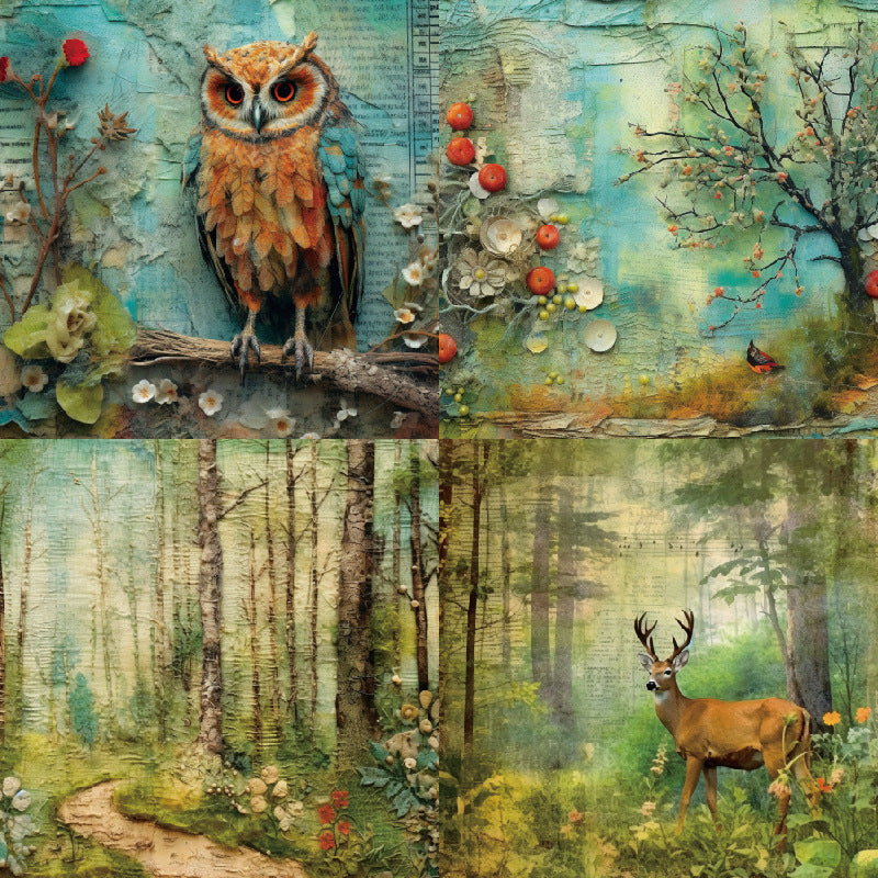 24PCS 6" Woodland Background Scrapbook Paper & Cardstock