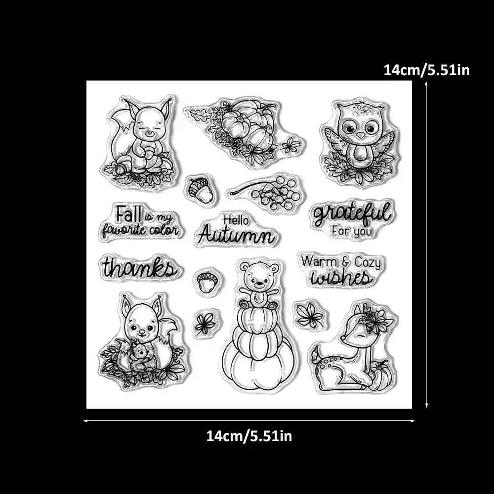 Cute Animals and Autumn Harvest Pumpkins Dies & Stamps Set