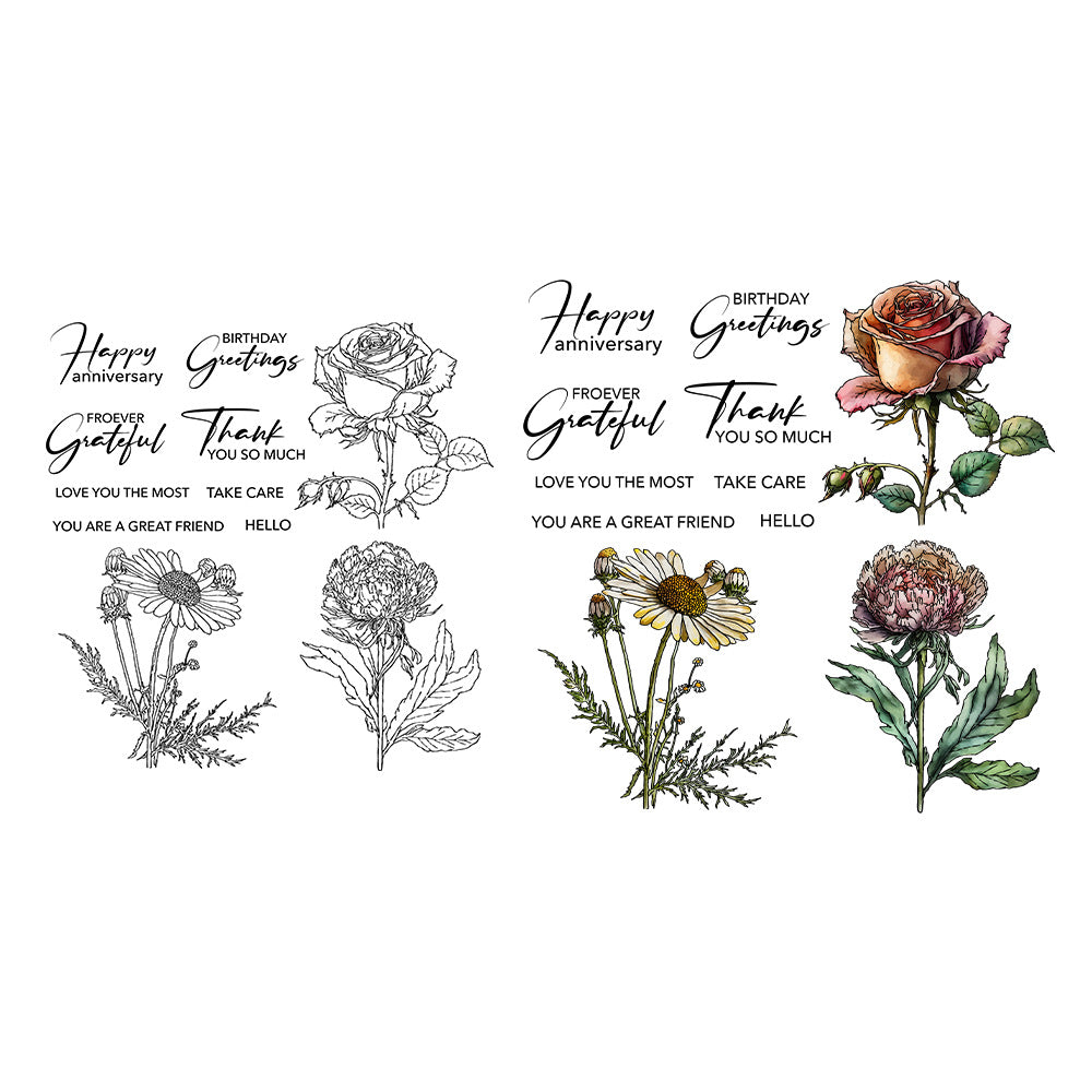 Bright Flowers Dies & Stamps Set