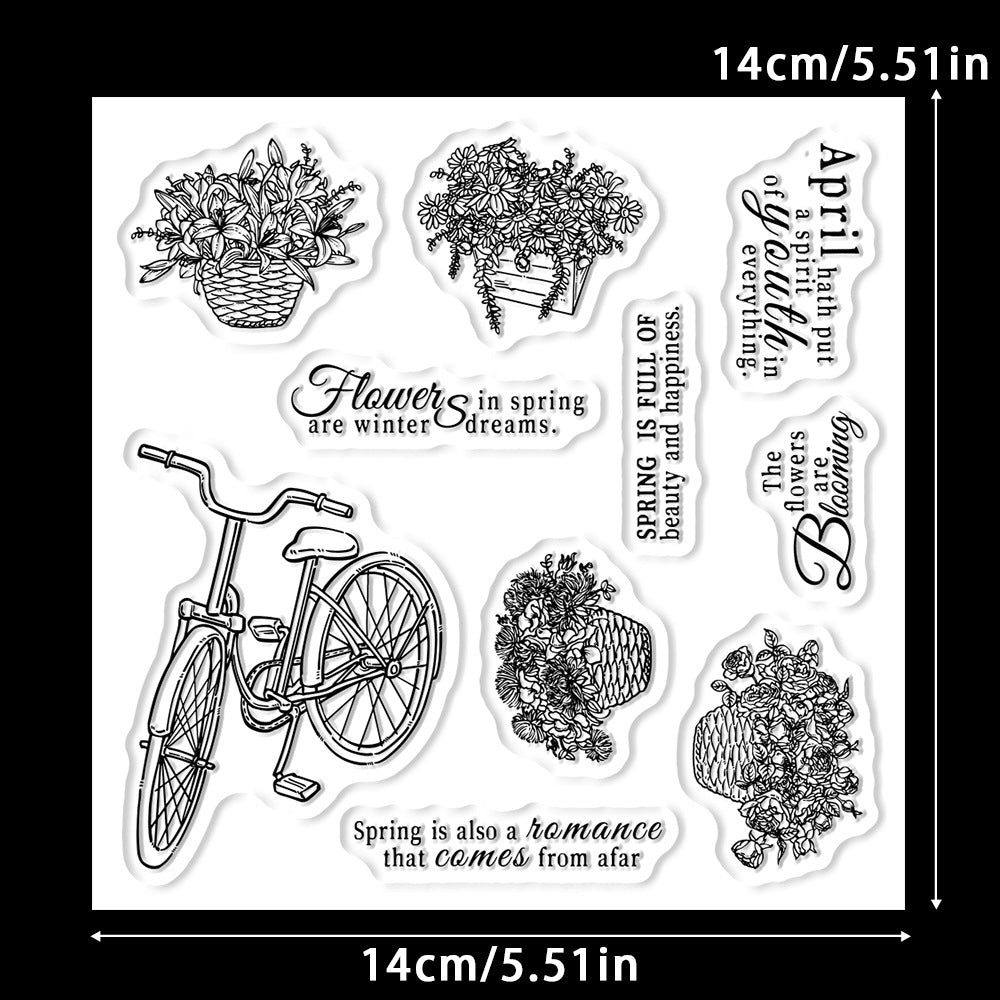 Bicycle Flower Basket Clear Stamps