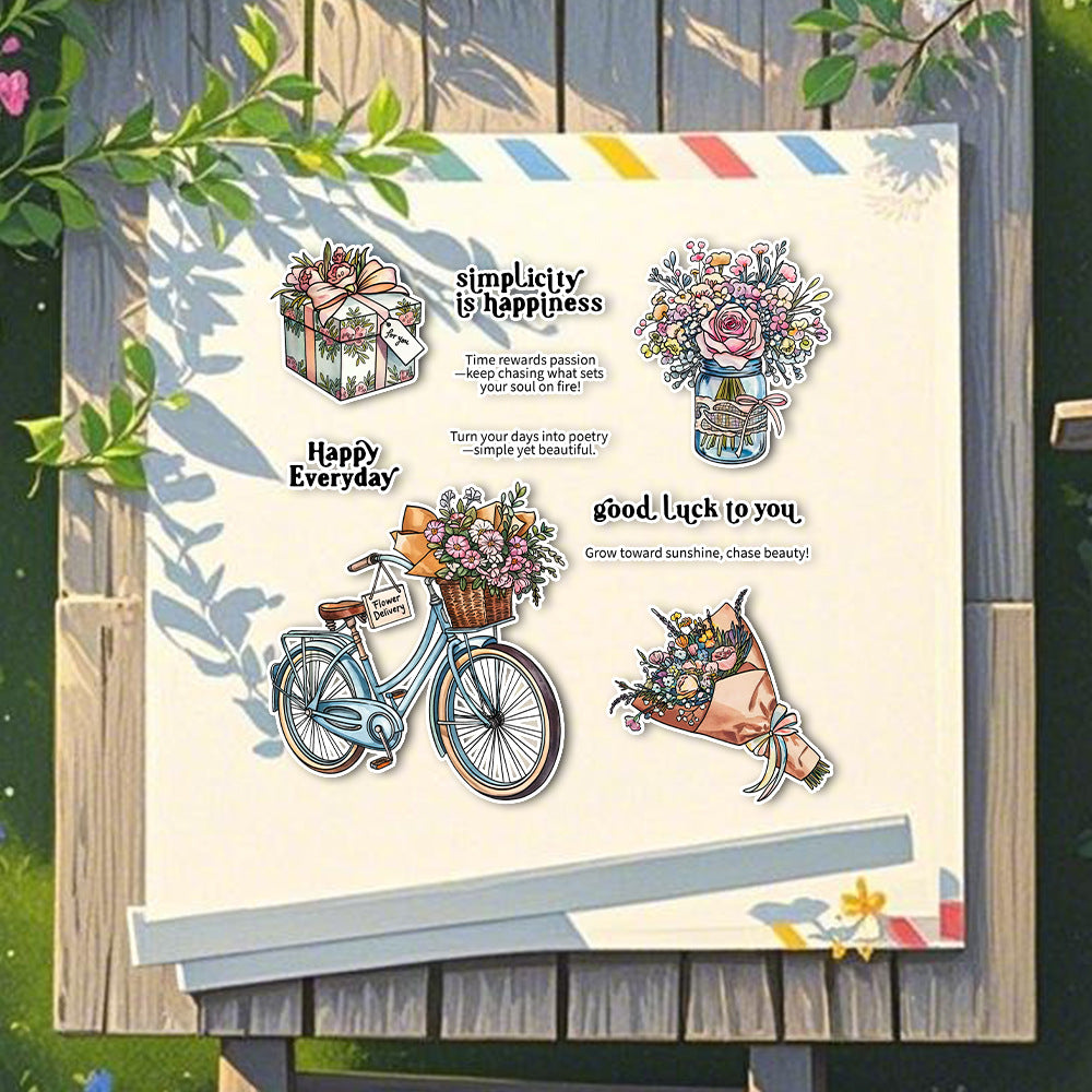 Flower Bicycle Clear Stamps