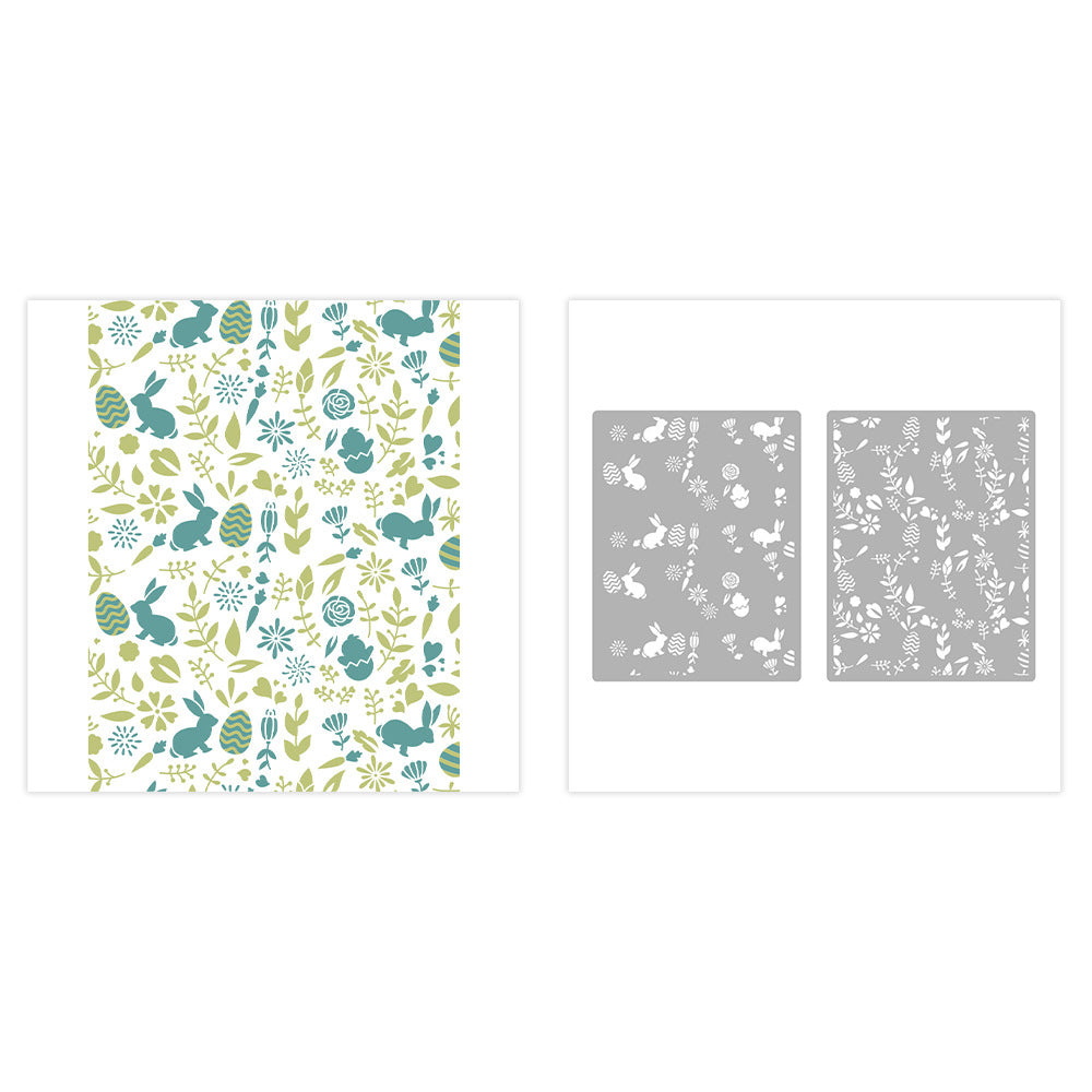 2 PCS Easter Theme Pattern DIY Painting Hollow Stencil